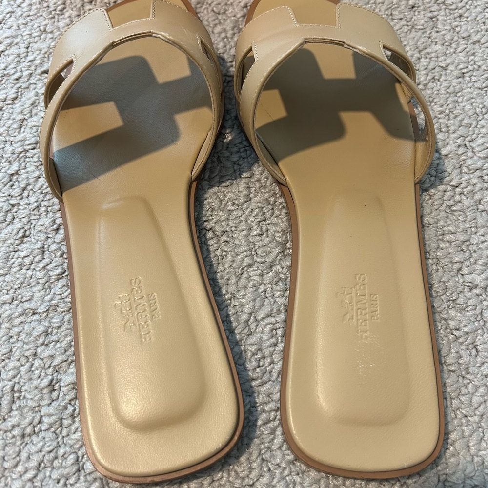 Authentic Hermes Oran Sandals Beige Natura / Beige Natural - size 40 / 9.5 - Picture 7 of 13